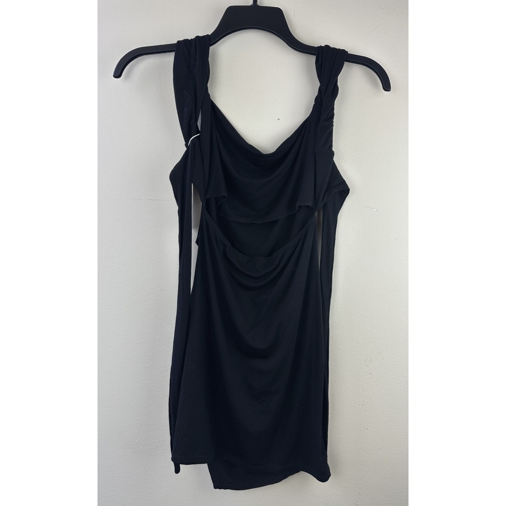 NWT Halara Ruched Tie Back Hem Bodycon Mini Casual Dress Black Small Stretch - Picture 10 of 14